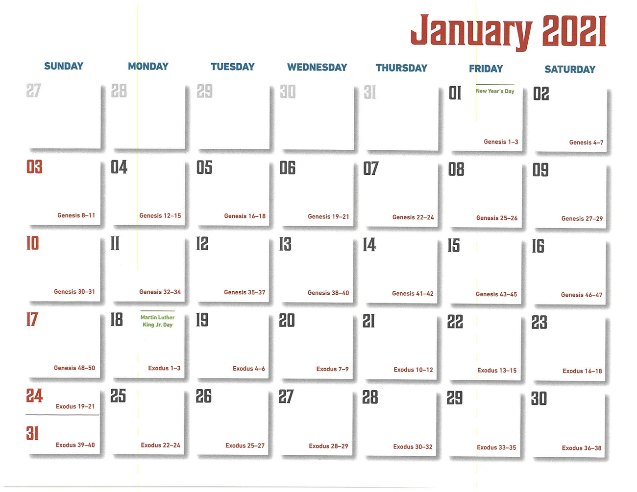 2021 Prophecy Calendar: January - Calendar