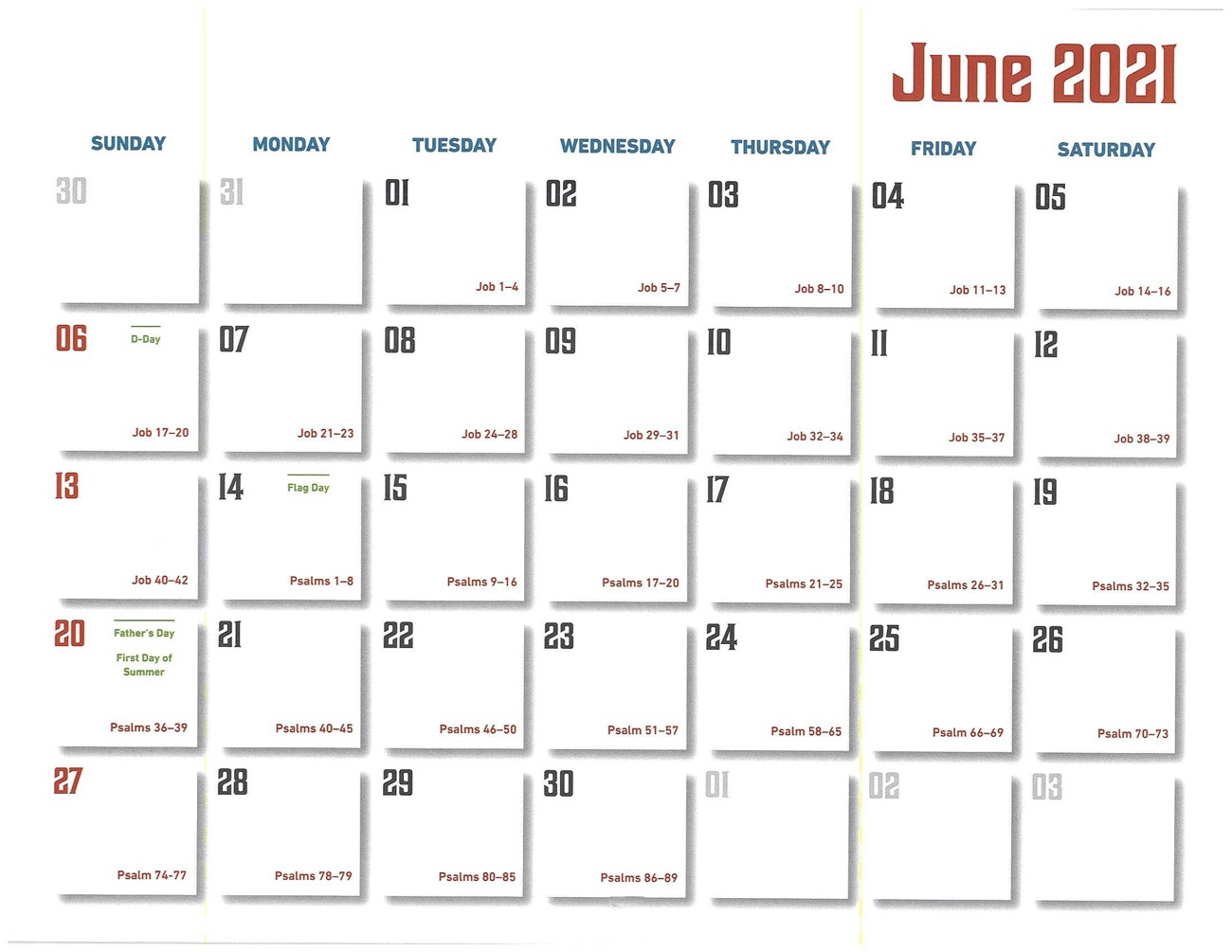 2021 Prophecy Calendar: June - Calendar