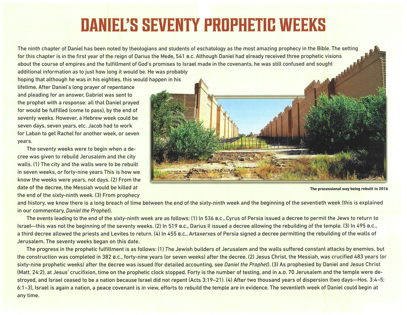 2021 Prophecy Calendar: September - Daniel's Seventy Prophetic Weeks