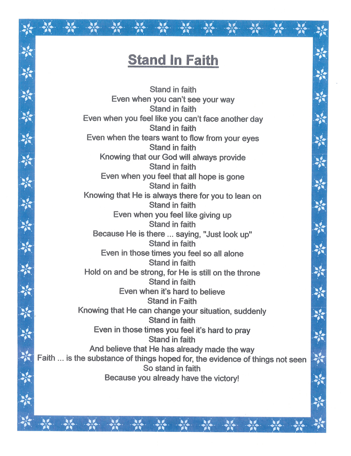 Stand In Faith Poem Stand In Faith Poem