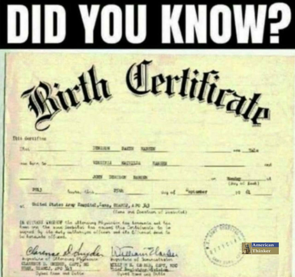 Image of a Government Issued Birth Certificate Image of a Government Issued Birth Certificate